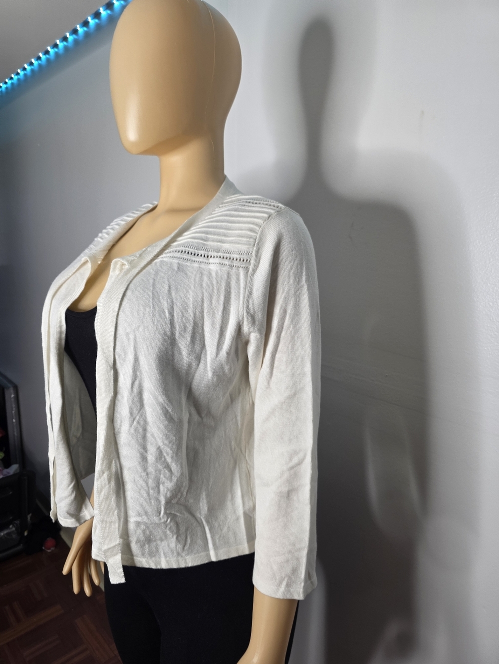 Zoe + Phoebe Women's Cream Open-Front Lightweight Bolero